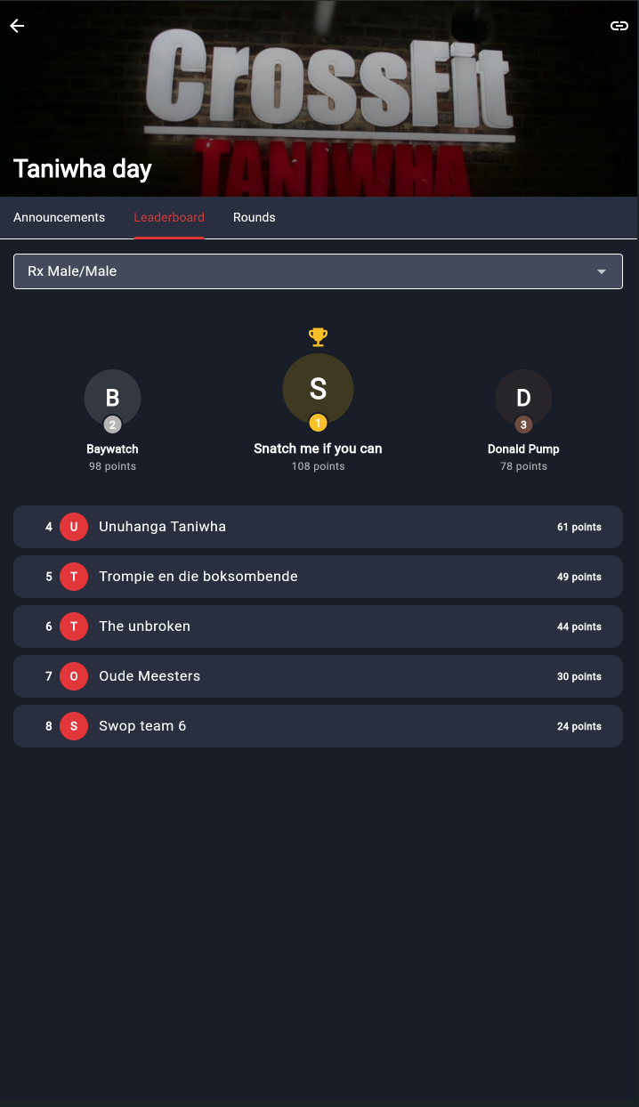 Public leaderboard with divisions